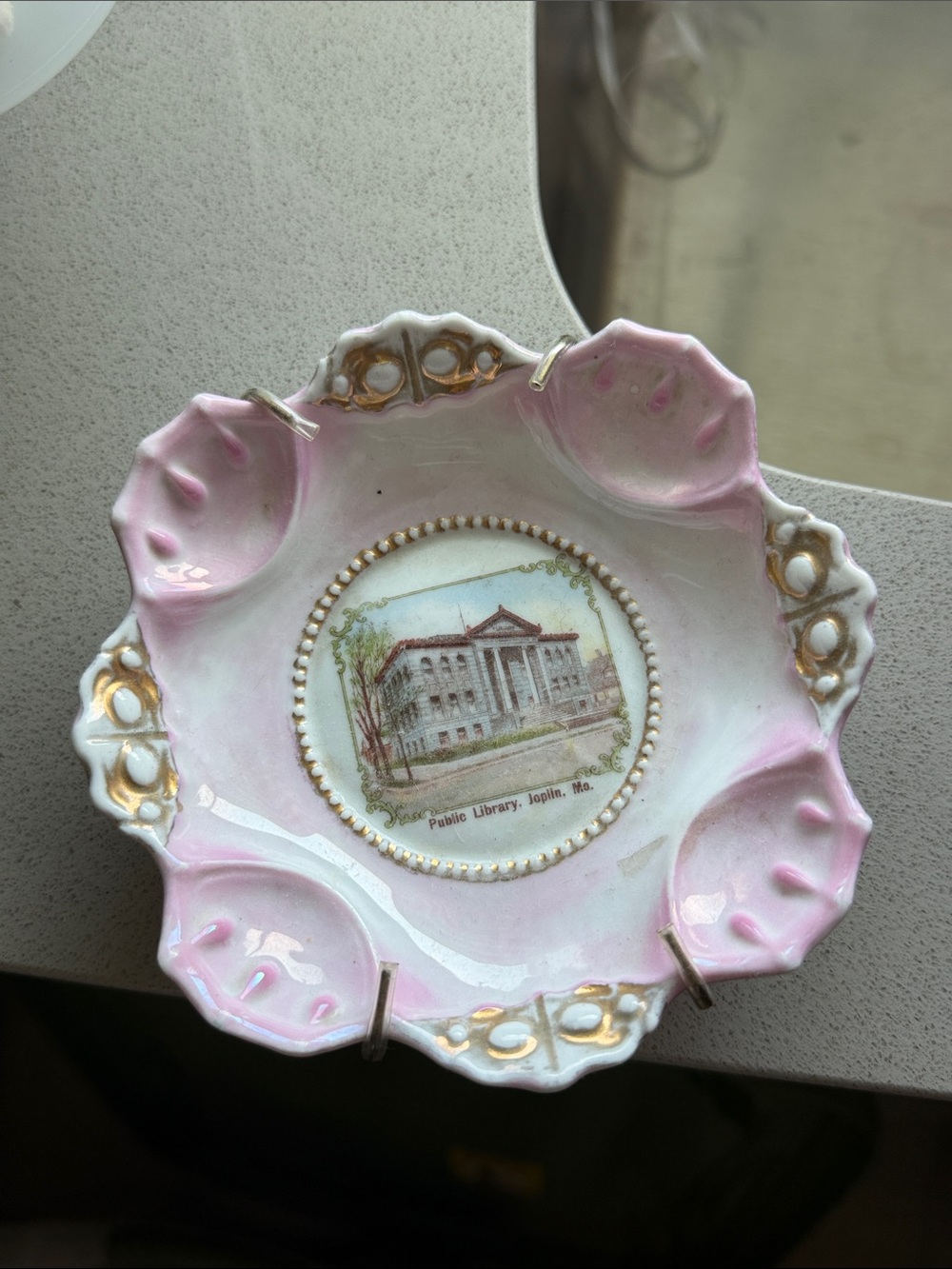 Decorative Pink Porcelain Commemorative Plate - Public Library Design Germany